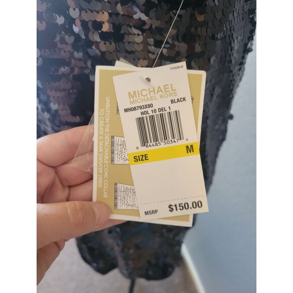 NWT Michael By Michael Kors Blue Sequins Knee Length Dress Party Wedding Preppy - Picture 6 of 14